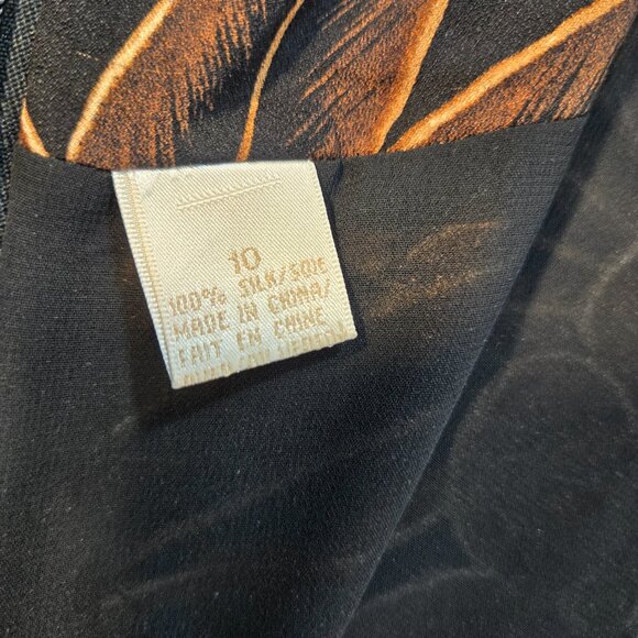 DANA BUCHMAN Y2K Whimsigoth Brown/Black Floral SILK Faux Wrap Tie Dress Size 10. - Picture 12 of 16